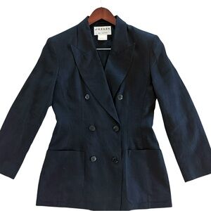 Vintage Linen Blazer Women Black Double Breasted Jaeger Minimalist 90s 8